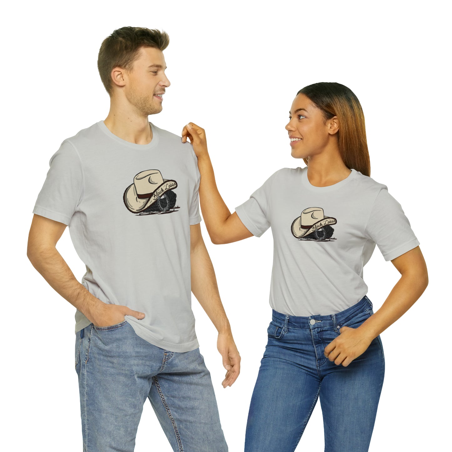 Black Lasso Hat Unisex Jersey Short Sleeve Tee